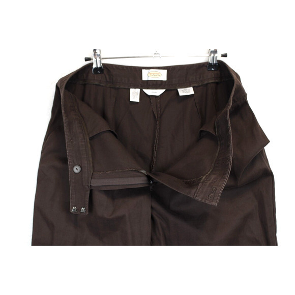 Talbots Stretch Wide Leg Pants Women 12 Brown Office‎ Wear Flat Front Pockets - Picture 11 of 11